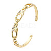 Clear Cubic Zirconia Safety Pin Open Cuff Bangle BJEW-N014-024-1