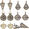 10Pcs 5 Styles Tibetan Style Brass Rack Plating Cage Pendants KK-SC0004-36-1