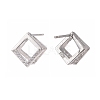Anti-Tarnish Rhodium Plated 925 Sterling Silver Stud Earring Findings STER-F048-28P-3