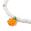 4Pcs 4 Style Glass Seed Braided Strawberry & Grape & Orange & Strawberry Charms Bracelet for Women BJEW-TA00140-5