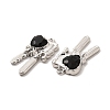 Glass Heart Key Pendants PALLOY-E024-29P-03-2