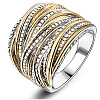 Criss Cross Alloy Crystal Rhinestone Wide Finger Rings FS-WGCE8BA-01-4