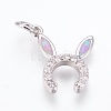 Brass Cubic Zirconia Bunny Pendants ZIRC-G144-07P-02-1