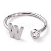 Brass Micro Pave Clear Cubic Zirconia Cuff Rings RJEW-J074-01P-W-1