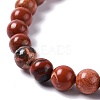 Natural Red Jasper Bead Stretch Bracelets BJEW-K212-A-012-3