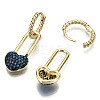 Brass Micro Pave Cubic Zirconia Dangle Huggie Hoop Earrings EJEW-S208-109A-NF-2