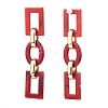 Acrylic & CCB Plastic Link Chain Dangle Stud Earrings X-EJEW-JE04470-3