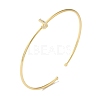 Rack Plating Brass Micro Pave Clear Cubic Zirconia Letter Open Cuff Bangles BJEW-A018-01G-J-1