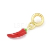 Brass Red Enamel Vegetable European Dangle Charms KK-Z090-06G-01-2