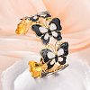 304 Stainless Steel Enamel Cuff Bangles for Women LS-BJEW-P347-01G-C-1
