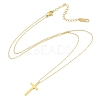 Ion Plating(IP) 304 Stainless Steel Cable Chain Religion Cross Pendant Necklaces for Women NJEW-K276-05A-G-3