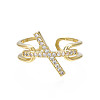 Sparkling Cubic Zirconia Initial Letter X Cuff Ring RJEW-N035-063-NF-1