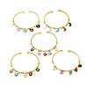 Colorful Enamel Charms Cuff Bangle with Clear Cubic Zirconia BJEW-E073-09G-1