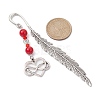 Valentine's Day Alloy Heart Pendant Bookmarks AJEW-JK00270-01-3