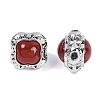 Brass Pave Natural Carnelian(Dyed & Heated) Beads KK-U043-38P-01-1