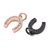 CZ Brass Micro Pave Cubic Zirconia Horse Shoe Charms ZIRC-L018-13-2