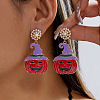 Halloween Alloy Enamel & Plastic Pearl Stud Dangle Earrings WG184D3-02-1