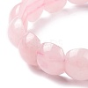 Natural Rose Quartz Half Round Beaded Stretch Bracelet BJEW-P270-01-3