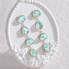 304 Stainless Steel & Glass Dangle Stud Earrings WGE7ABD-01-3