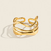 304 Stainless Steel Layered Waved Cuff Rings IP1219-1-2