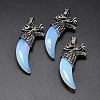 Tusk Shape with Dragon Antique Silver Zinc Alloy Opalite Big Pendants G-F228-62E-FF-1