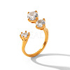 304 Stainless Steel Cubic Zirconia Cuff Open Rings WG514F5-01-5