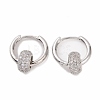 Cubic Zirconia Flat Round Beaded Hoop Earrings EJEW-P225-04P-02-1