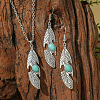 Bohemian Style Alloy & Synthetic Turquoise Pendant Necklaces & Dangle Earrings Sets WG2E1B4-02-1