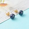 Natural Pearl Rondelle Stud Earrings EJEW-JE04585-01-2