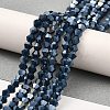 Opaque Solid Color Electroplate Glass Beads Strands EGLA-A039-P4mm-B09-4