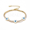 Enamel Evil Eye Link Bracelet with Clear Cubic Zirconia Tennis Chains for Women KK-E033-19G-2