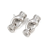 Brass Micro Pave Clear Cubic Zirconia Cord Ends KK-C136-01P-1