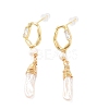 Natural Pearl Dangle Stud Earrings EJEW-P256-23G-1