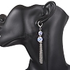 Handmade Flower Printed Porcelain Ceramic Beads Leverback Earrings EJEW-JE06893-2