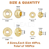 SUPERFINDINGS 160Pcs 4 Style Brass Flat Round Spacer Beads KK-FH0006-43-2