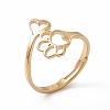 Ion Plating(IP) 201 Stainless Steel Heart & Dog Paw Prints Adjustable Ring for Women RJEW-K238-09G-3
