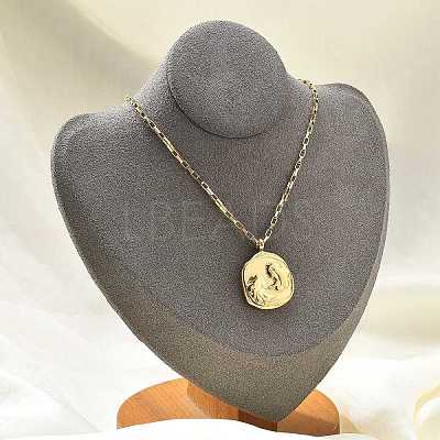 304 Stainless Steel Constellation Pendant Necklaces NJEW-K392-01G-03-1