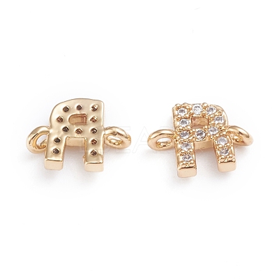 Brass Micro Pave Cubic Zirconia Letter Links ZIRC-I042-16G-R-1