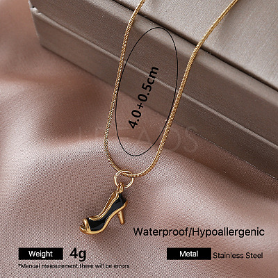 304 Stainless Steel Enamel High Heel Pendant Necklaces for Girls VK7277-6-1