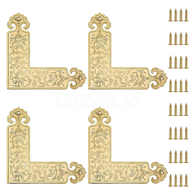 4Pcs Brass Corner Protector for Cabinet Furniture KK-PH0014-18G-1