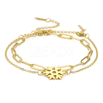 304 Stainless Steel Paperclip Chains & Cable Chain Bracelet Sets AJEW-U005-05D-G-1