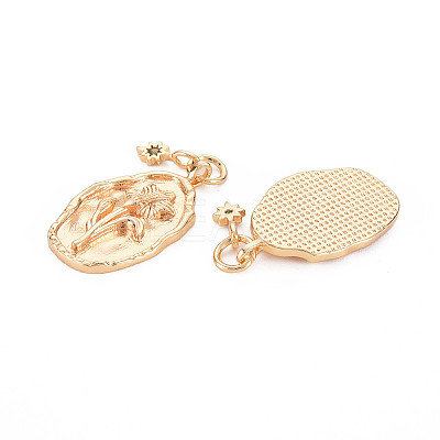 Brass Olivine Rhinestone Pendants X-KK-S364-220-1