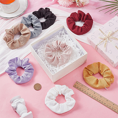 8Pcs 8 Colors Polyester Elastic Hair Accessories OHAR-FG0001-07-1