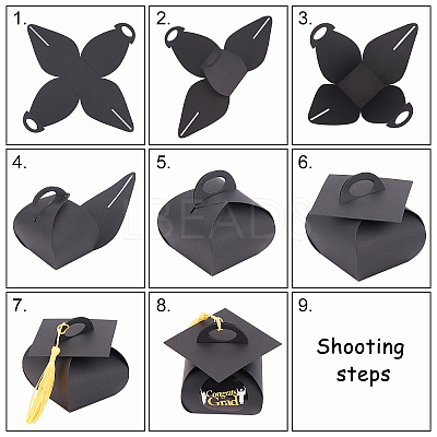 Graduation Cap Shaped Paper Gift Box CON-WH0072-76-1