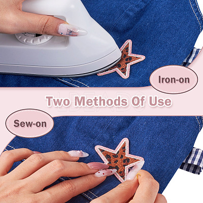 10Pcs 10 Styles Polyester Leopard Print Embroidery Cloth Iron on/Sew on Patches PATC-TA0001-58-1