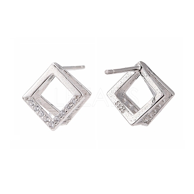 Anti-Tarnish Rhodium Plated 925 Sterling Silver Stud Earring Findings STER-F048-28P-1