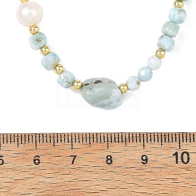 Natural Larimar Beaded Necklaces NJEW-JN06654-1