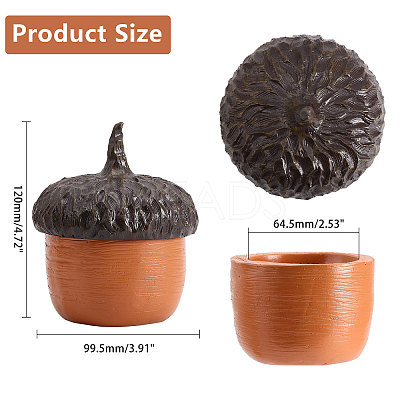 Resin Acorn Shape Storage Jar Sculpture DJEW-WH0001-37-1