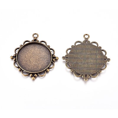 Tibetan Style Zinc Alloy Pendant Cabochon Settings TIBEP-M003-16AB-NR-1