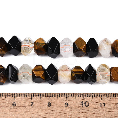 Natural Obsidian & Citrine & Tiger Eye Beads Strands G-N358-01A-05-1
